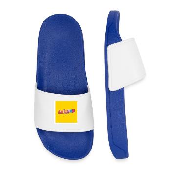 Typographie de l’arc-en-ciel à sucettes sur fond jaune - Claquettes enfant - bleu roi - Devant