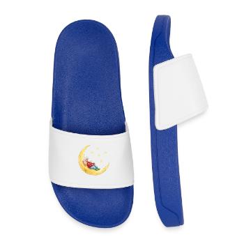 Hase auf dem Mond mit Kakao - Kinder Badelatschen - Königsblau - Vorne