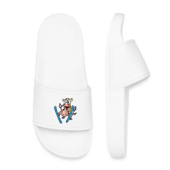 Cow skiing - Kids’ Pool Sliders - white - Front