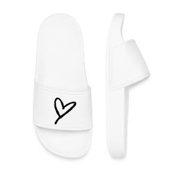Worthy – Croquis de coeur – Motif de coeur Doodle - Claquettes enfant - blanc - Devant