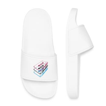 Cassette 3D – Retro Mixtape Vintage Perspective - Kids’ Pool Sliders - white - Front