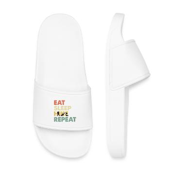 Eat Sleep Hike Repeat Wander Spruch - Kinder Badelatschen - Weiß - Vorne