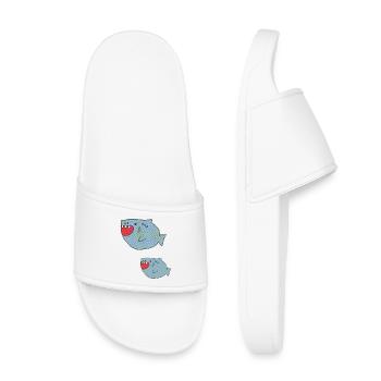 shark-fish father and son - Kids’ Pool Sliders - white - Front