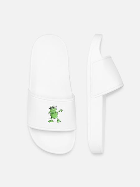 Cool frog with sunglasses Make the Dab Dance - Kids’ Pool Sliders - white