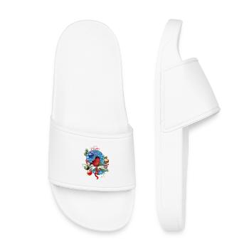 Bouvreuils sur branches de sapin et tambourins avec neige - Claquettes enfant - blanc - Devant
