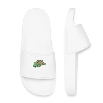 Turtle Papa with Baby Turtle - Kids’ Pool Sliders - white - Front