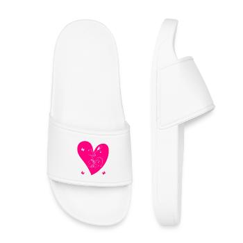 Pink Heart and Butterflies - Kinder Badelatschen - Weiß - Vorne