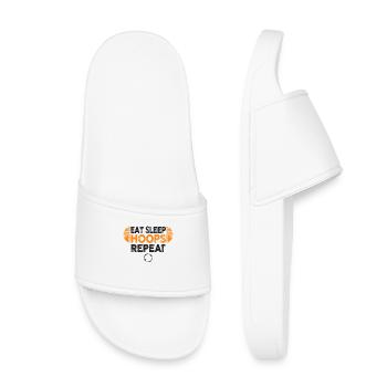 Eat Sleep Hoops Repeat Basketball - Kinder Badelatschen - Weiß - Vorne