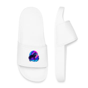 Synthwave coloré Wolf Neon Moon - Claquettes enfant - blanc - Devant