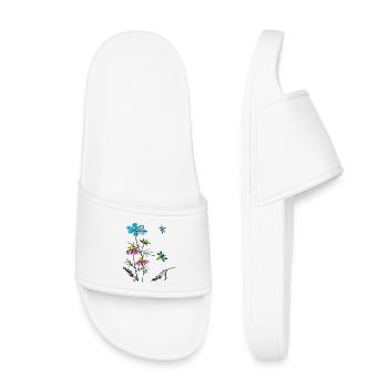 Herbes, camomille, abeilles - Claquettes enfant - blanc - Devant