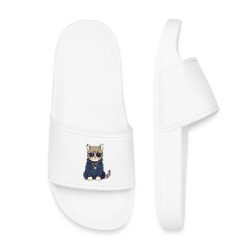 Chat avec lunettes de soleil et sweat à capuche - Claquettes enfant - blanc - Devant