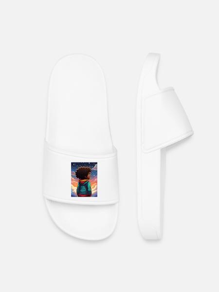Night Sky Adventure Kids Design - Kids’ Pool Sliders - white