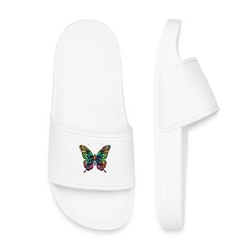 Schmetterling Flügel Bunt Butterfly Schmetterlinge - Kinder Badelatschen - Weiß - Vorne
