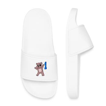 Number 1 Number One - Bear Motif - Kids’ Pool Sliders - white - Front
