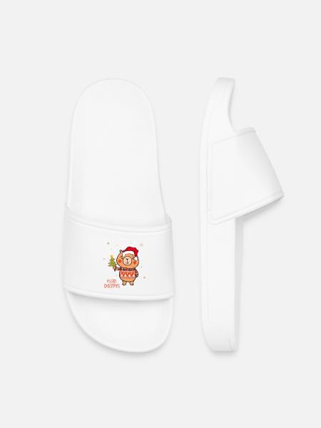 Merry Christmas Teddy - Kinder Badelatschen - Weiß