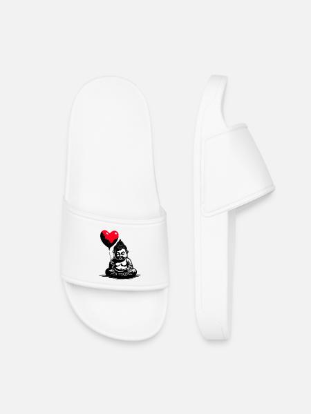 Buddha mit Herz Luftballon - Heartful Creatures - Kinder Badelatschen - Weiß