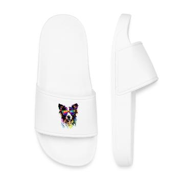 border collie chien amant chiot mignon collies - Claquettes enfant - blanc - Devant