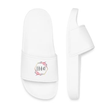 Ebba Mädchen Name personalisiertes Geschenk - Kinder Badelatschen - Weiß - Vorne
