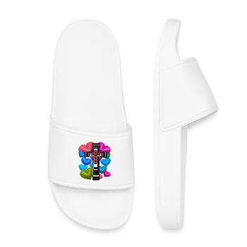 Croix Croix Jésus Cœur Cœurs - Claquettes enfant - blanc - Devant