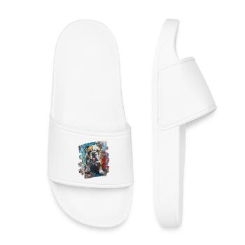 Bulldog Fighting Dog - Kids’ Pool Sliders - white - Front