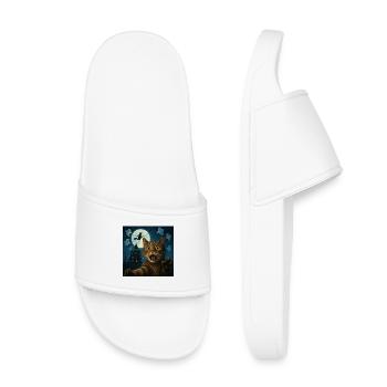 Halloween Cat Selfie with Scary House - Kids’ Pool Sliders - white - Front