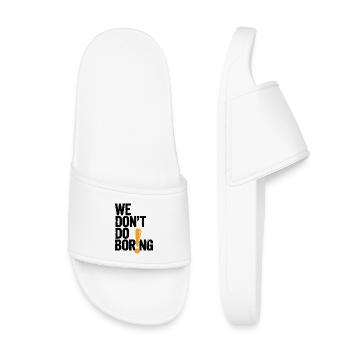 We Don’t Do Boring with Exclamation Point - Kids’ Pool Sliders - white - Front
