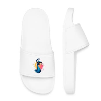 Cooler Influencer-Peacock mit Sonnenbrille - Kinder Badelatschen - Weiß - Vorne