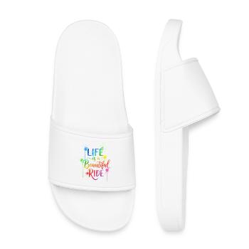 Life is a Beautiful Ride Watercolour Design - Kids’ Pool Sliders - white - Front