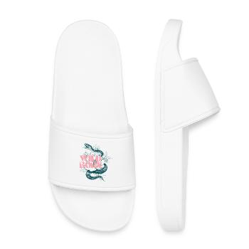 Serpent né à l’état sauvage et motif de feuille - Claquettes enfant - blanc - Devant