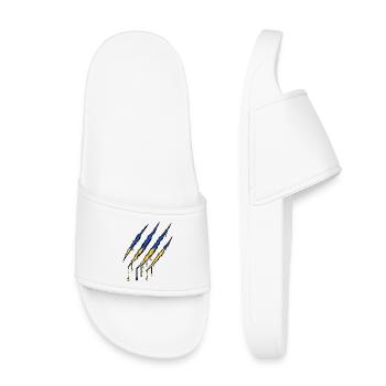 Ukraine Flag Claw - Scratch Mark - Kids’ Pool Sliders - white - Front