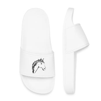Cheval Chevaux Tête de cheval T-shirt Cadeau Cavalier - Claquettes enfant - blanc - Devant