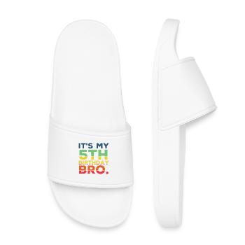 5th Birthday Bro Funny 5 Years Old Boy Cool - Kids’ Pool Sliders - white - Front