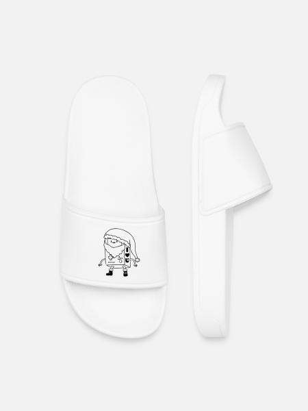Süßer Weihnachts Roboter Lineart SVG Vektor Art - Kinder Badelatschen - Weiß