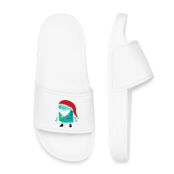 Retro Spielkonsole mit Santa Claus Weihnachtsmütze - Kinder Badelatschen - Weiß - Vorne