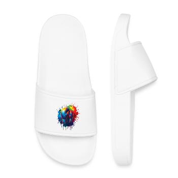 Boxhandschuhe – Farbenfrohes Design Künstlerischer Boxer - Kinder Badelatschen - Weiß - Vorne