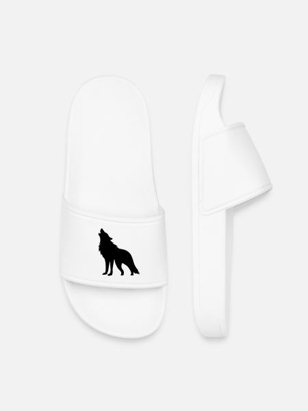 Wolf Silhouette - Kinder Badelatschen - Weiß