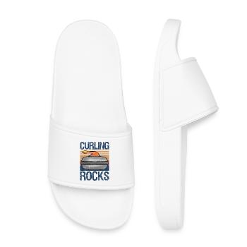 Curling Rocks Funny Winter Sports Gift - Kinder Badelatschen - Weiß - Vorne