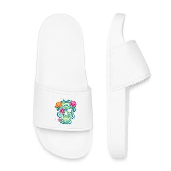 Crâne Floral - skull art - Claquettes enfant - blanc - Devant