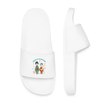 Prost auf das Design der Neujahrsfeier 2026 - Kinder Badelatschen - Weiß - Vorne