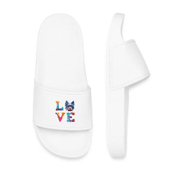Miniature Schnauzer Love Colorful Paint Splatter - Kids’ Pool Sliders - white - Front