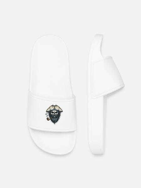 Captain Skull Sailor Nautical Sea Lake Boat - Kids’ Pool Sliders - white