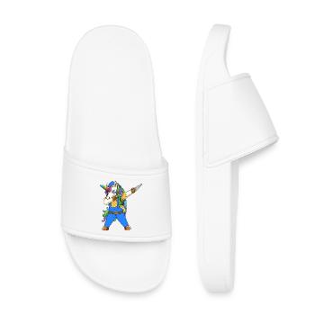 Dabbing Unicorn Carpenter Handyman Woodworking - Kids’ Pool Sliders - white - Front