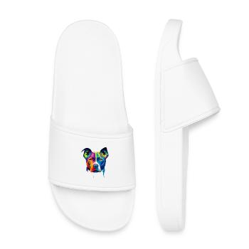 Colorful Pitbull Dog Face Paint Splatter Art - Kids’ Pool Sliders - white - Front