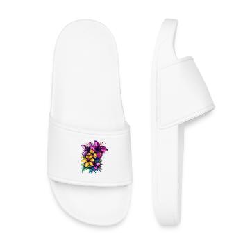 Colour explosion of tropical flowers - Kids’ Pool Sliders - white - Front