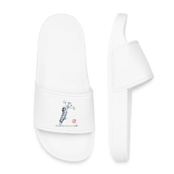 Schwalbenschwanz Raupe mit Kanji Stempel - Kinder Badelatschen - Weiß - Vorne
