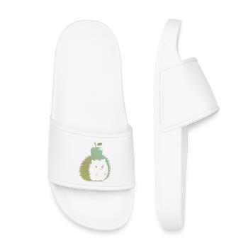 Pastel Hedgehog with Apple - Kids’ Pool Sliders - white - Front