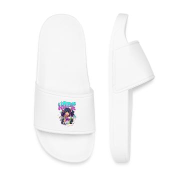 Anime Girl HOPE Lollipop – Kawaii Manga Style - Kids’ Pool Sliders - white - Front