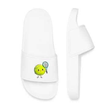 Balle de tennis câline avec raquette - Claquettes enfant - blanc - Devant