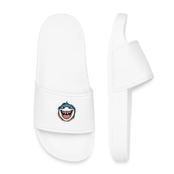 Grinning Shark Cartoon - Kids’ Pool Sliders - white - Front