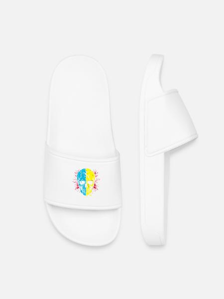 Skull Split Neon Palette - Kinder Badelatschen - Weiß